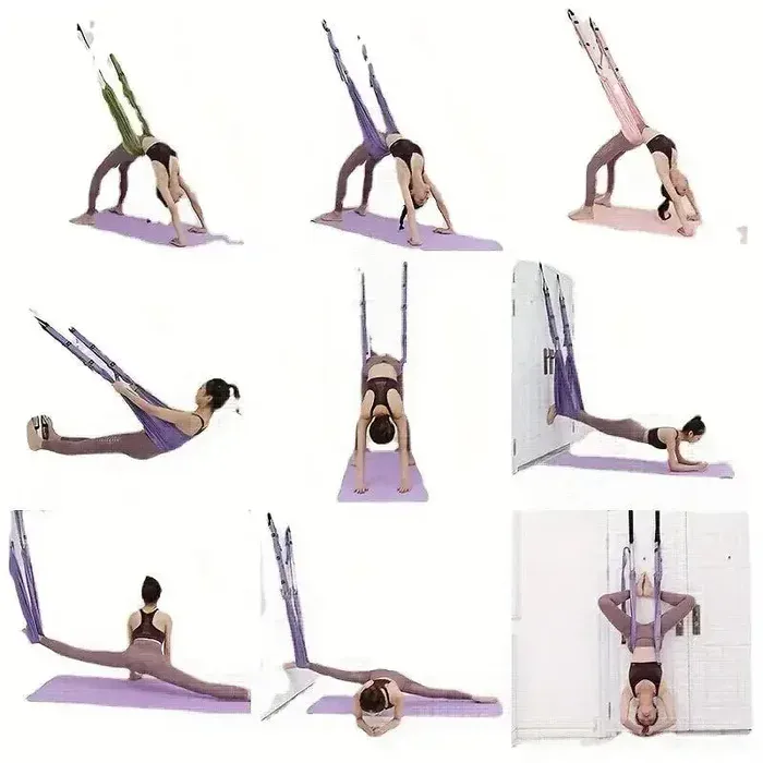 User using yoga rope