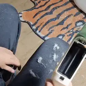 Using pet hair roller